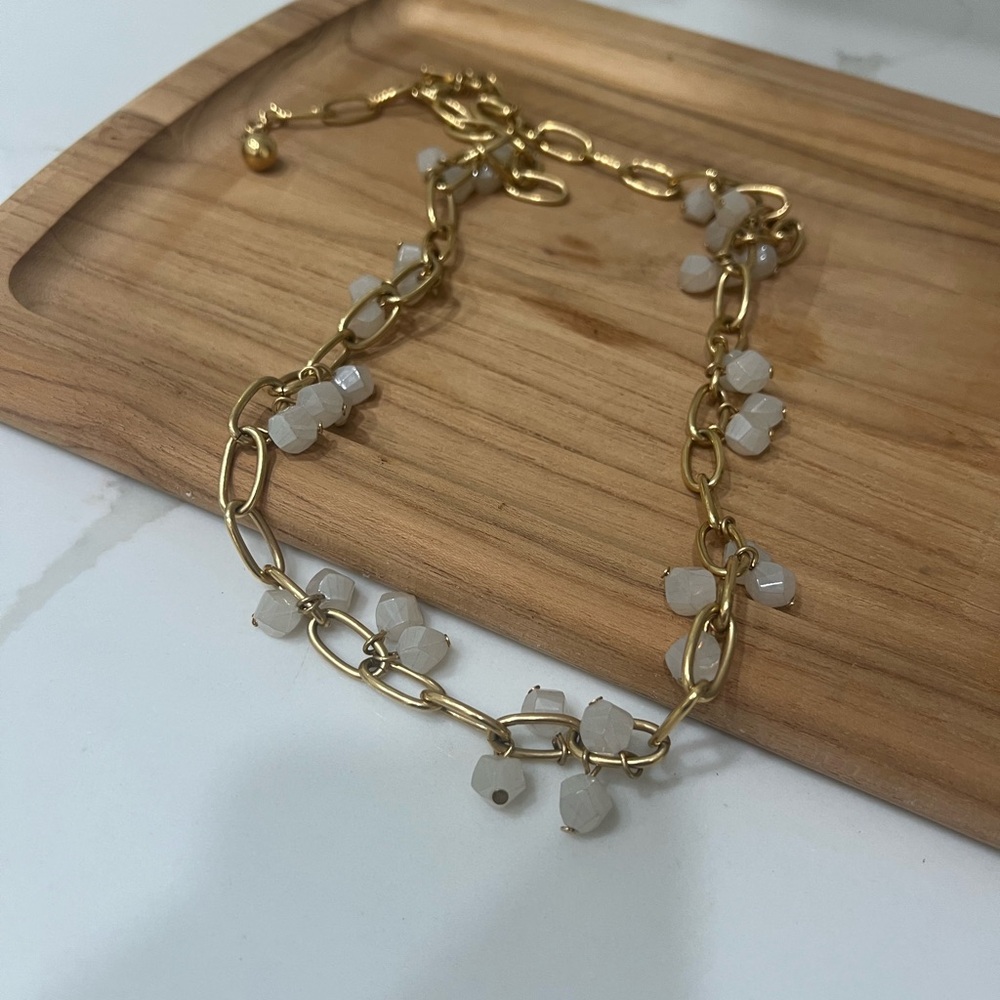 KATE SPADE NEW YORK Statement NECKLACE Long Thick Gold Chain Gem/stones